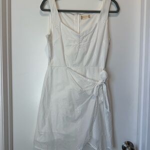 Altar'd State Cream Eyelet Tie-Waist Mini Dress